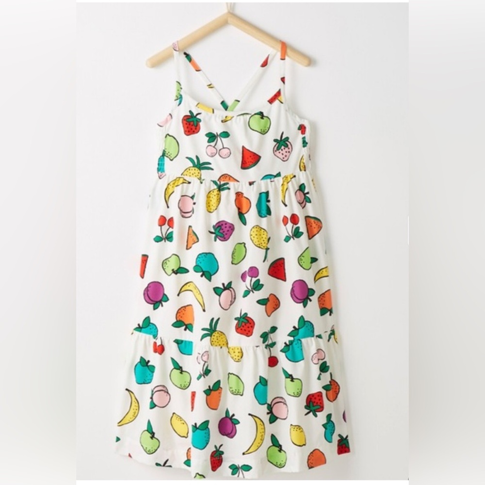 Hanna Andersson Colorful Fruit Print Maxi Dress Adjustable Straps